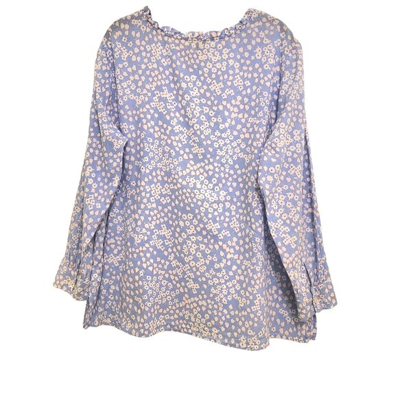 Womens Talbots LS Lightweight Spring Summer Blue Floral Coastal Top Blouse Sz 1X - Picture 3 of 10